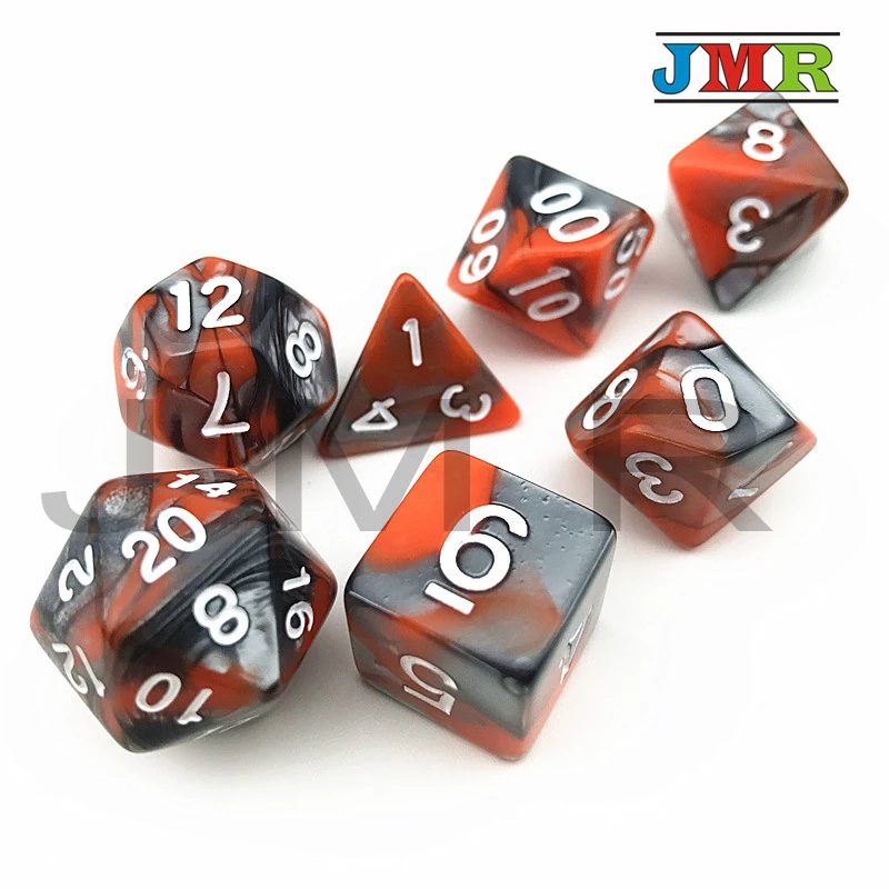 Оранжевый X серый с белым номером двойной цвет игра для DND 2-цветной эффект Rpg кости
