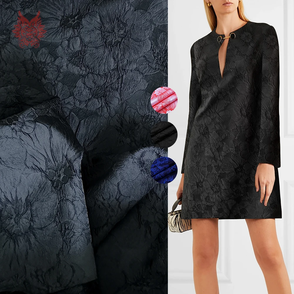 Франция стиль роскошный черный розовый синий 3D Цветочный из жаккардовой парчи для платья пальто жаккард tissu tecidos SP4769