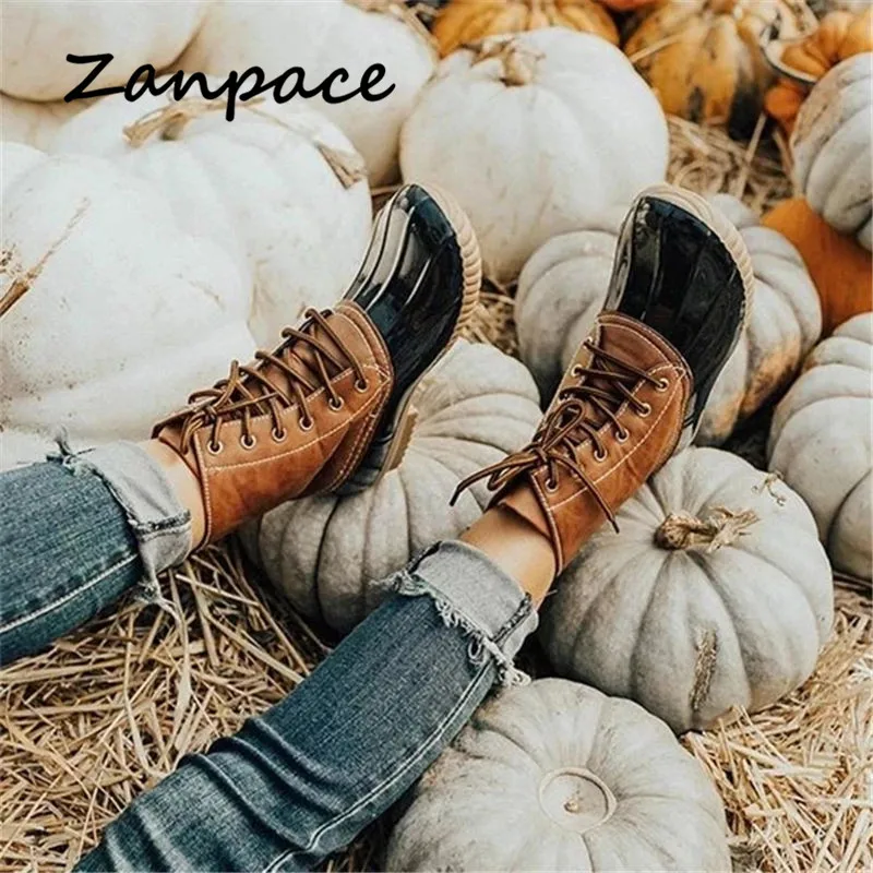 ZANPACE/ женские сапоги в европейском стиле непромокаемые сапоги с круглым носком, большие размеры 43 Женская обувь женские сапоги до середины икры на плоской подошве