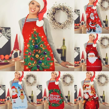 

Linen Merry Christmas Apron Christmas Decorations for Home Kitchen Accessories Natal Navidad 2020 New Year Christmas Gifts