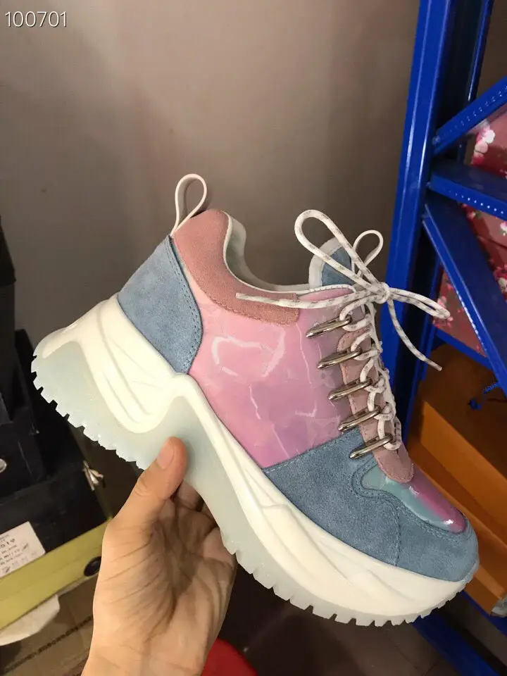 

High quality New style Print Vacuum bottom Original material splicing Lace-up lovers' casual shoes size 35-45