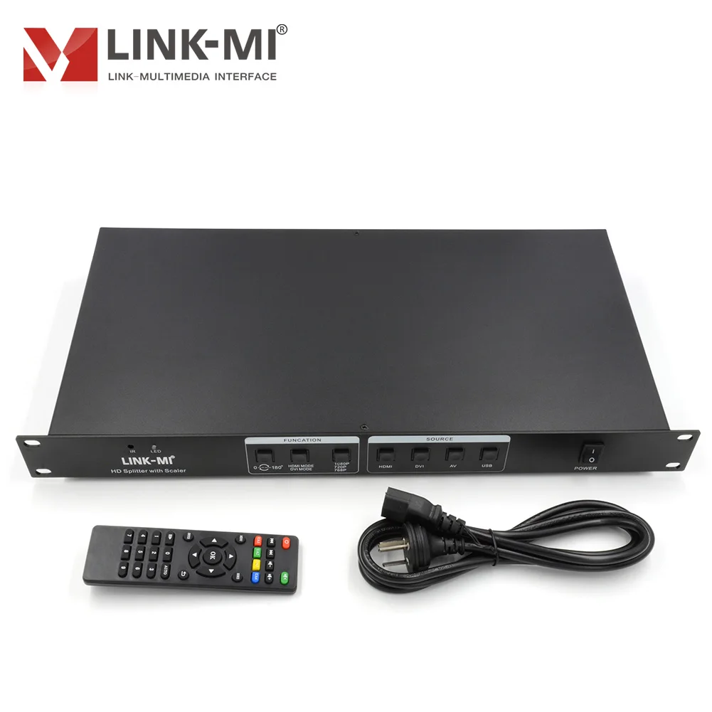 LINK-MI 4x9 HD 분배기 스케일러 HDMI + AV + VGA + USB 입력 9 HDMI 출력 지원 180 °