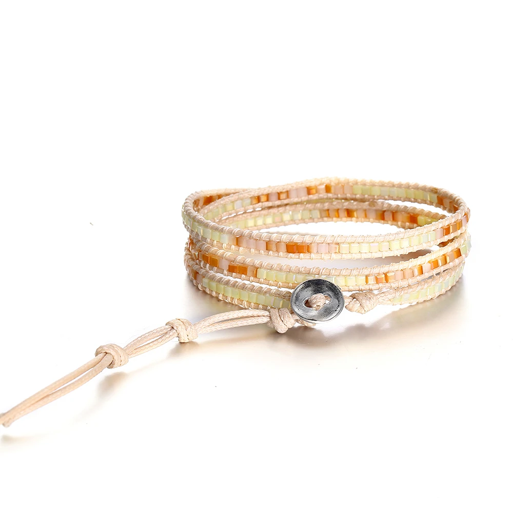 Boho Винтажный Регулируемый многослойный браслет браслеты для женщин Красный Кристалл Плетеный Веревка Ювелирные изделия с бриллиантами