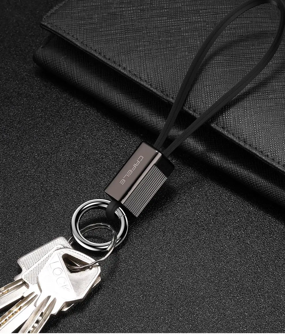 2 в 1 брелок USB кабель для iPhone XS 8 7 6 Мини USB кабель для iPhone 6 7 8 XS Max алюминиевый сплав брелок зарядный кабель