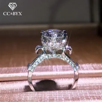 

CC Women Rings Cubic Zirconia Bridal Wedding Engagement Wine Glass Ring White Gold Color Luxury temperament Jewelry CC582