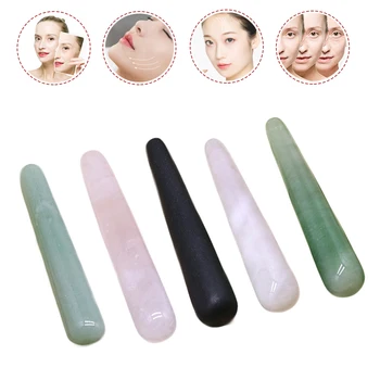 Green Aventurine Jade Stick Gua Sha Scraping Massage Tool Pink Rose Jade Massager Wand Acupuncture Therapy Point Treatment 1