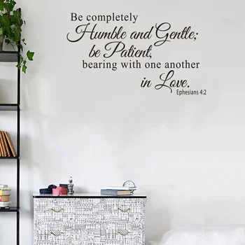 

1PC Removable Christian Bible Verse DIY Non-toxic Vinyl Peel and Stick Ephesians 4:2 Wall Decals Wallpaper