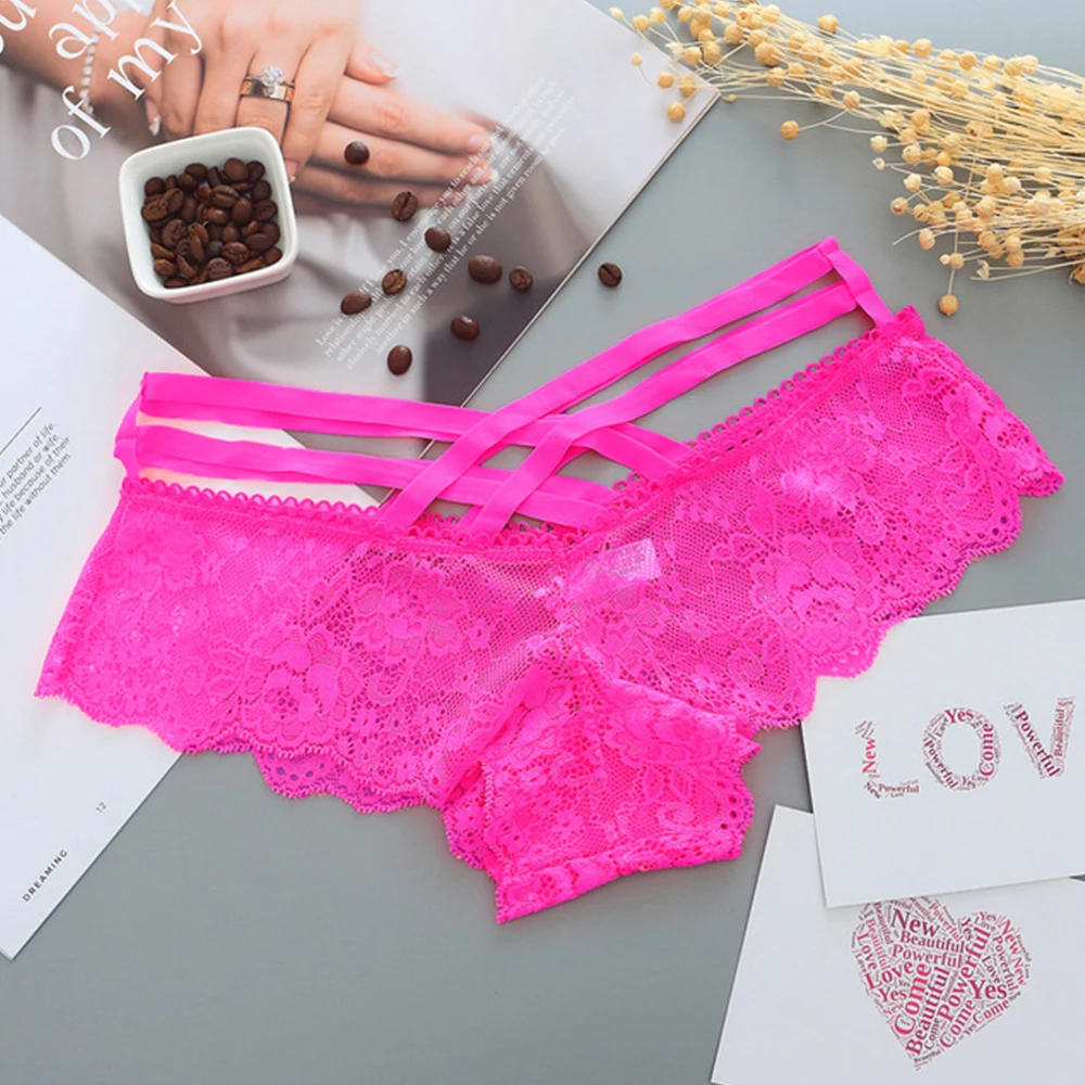 Women Sexy Panties Lace Low-rise Solid Sexy Briefs Female Underwear Pant Ladies Cross strap lace Lingerie Women G String Thong