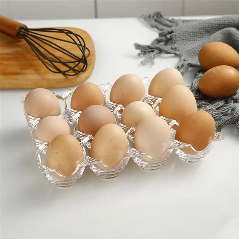 12 Ranuras Nevera congelador Cocina KIHL Soporte para Huevos acrílico Transparente despensa Soporte para Bandeja de Huevos de Pollo contenedor de Almacenamiento para Nevera