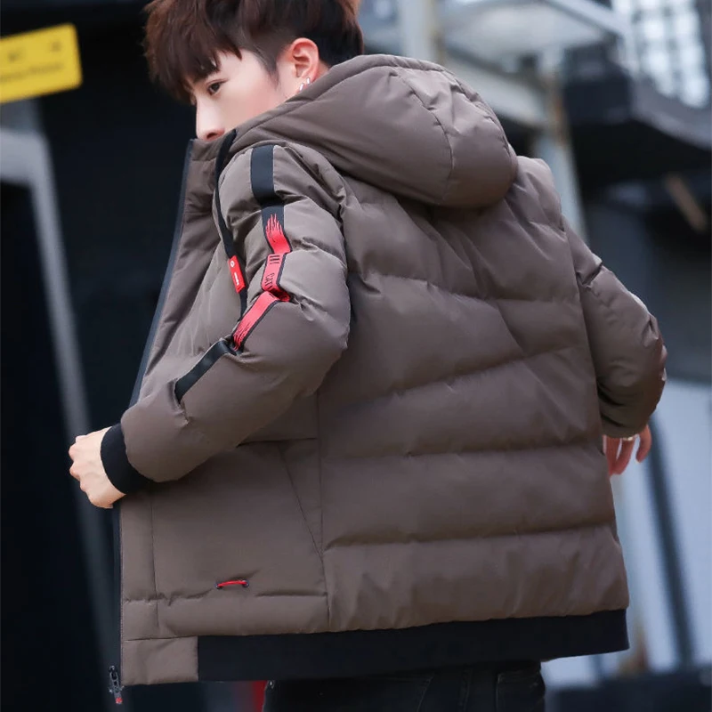 

2020 New Winter Men Coat patchwork Casual Parka Outwear Thicken Warm hooded Slim Fit Student Outwear Coat