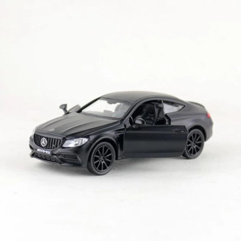 1/36 весы моделирование Mercedes AMG C63 сплав литья под давлением Модель Классические матовые черные игрушки для детей подарок на день рождения - Цвет: Черный