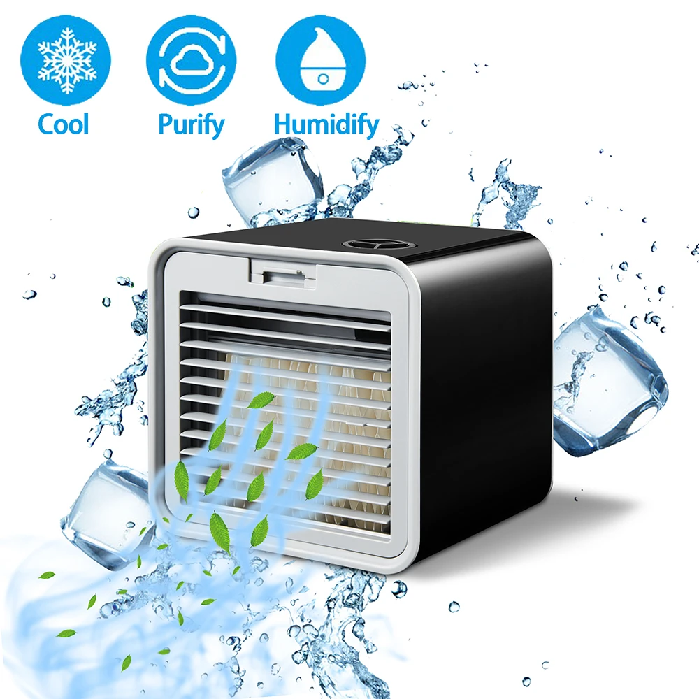 

Convenient New Mini Portable Air Conditioner Humidifier Air Cooler Space Easy Cool Purifies Big Wind Fan for Home Office Desk