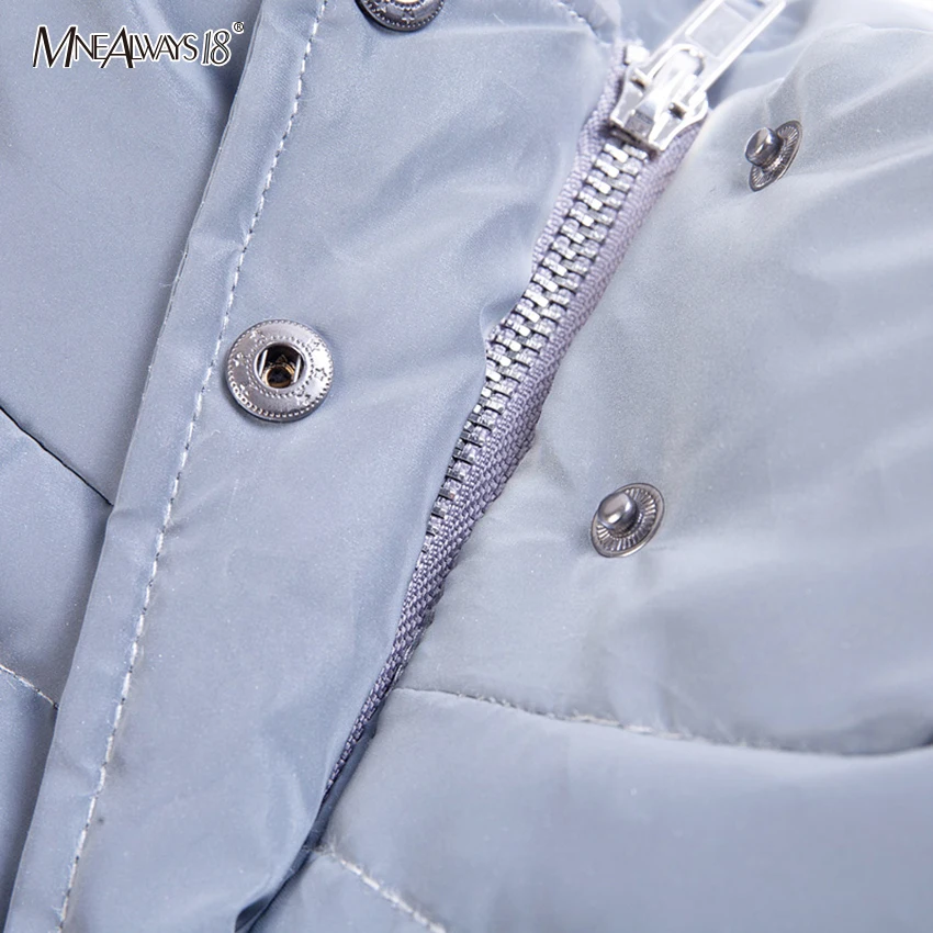 Mnealways18 Светоотражающая куртка для женщин, плотное теплое зимнее пальто, женское короткое Укороченное пальто с отложным воротником, Осенняя уличная одежда на молнии