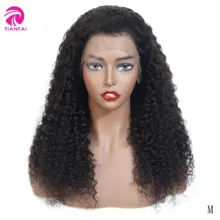 Кудрявые кудрявые парики из натуральных волос на кружеве, парик из натуральных волос для женщин 13*6/13*4, парик из бразильских волос Remy, плотность 150, TIANTAI