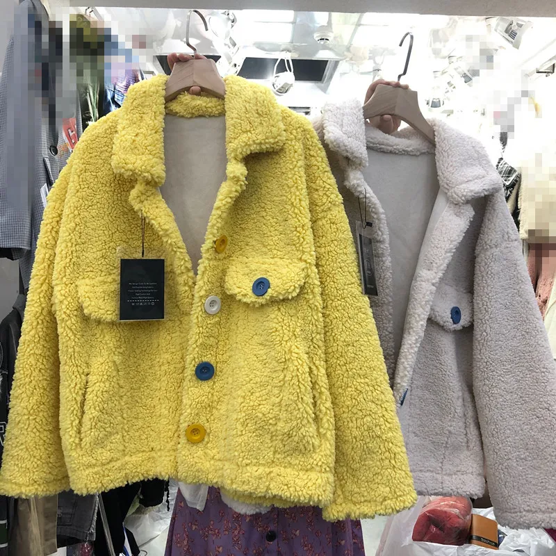 Пальто из меха ягненка женские зимние куртки осенне-зимняя одежда новые женские свободные шикарные студенческие Плюс Толстая Короткая Меховая куртка