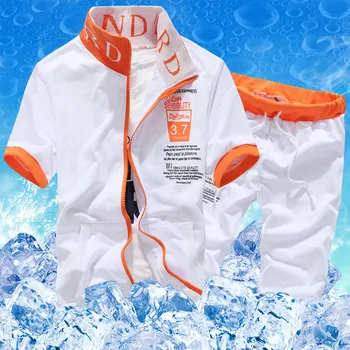 

Tracksuit Men Sets 2020 Summer Sportswear Men Sweat Suit Shorts Set Short Sleeve Sweatshirt+Pants Sport Suits Sweatsuit 2PC New