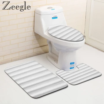 

Zeegle Bath Mat Set Anti-slip Bathroom Mat Shower Rug Absorbent Bath Carpet Toilet Rug Kitchen Carpet Bathroom Rug Set Foot Mat