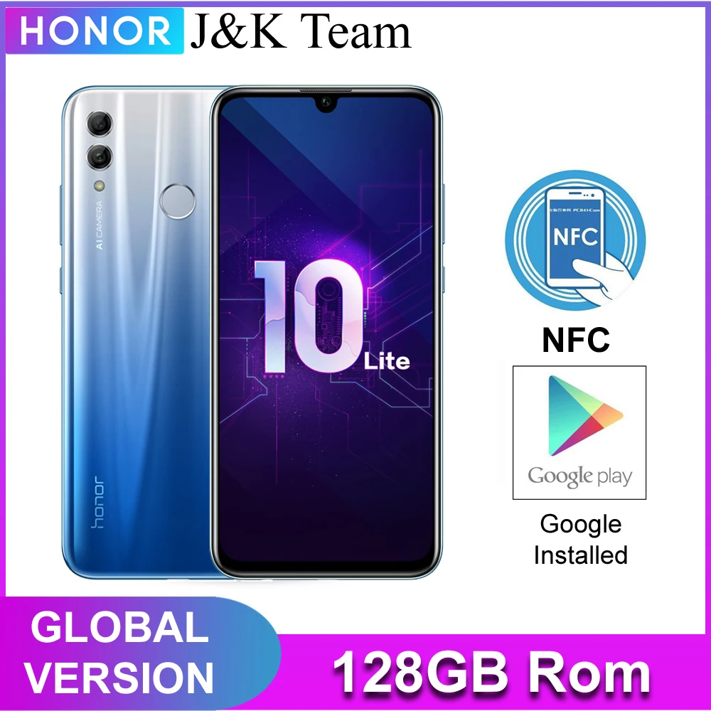 Buen valor SmartPhone HONOR 10 Lite versión europea, 128GB, cámara de 24mp, pantalla de 6,21 pulgadas 2340x1080 pix, huella dactilar Wl9pb9lk