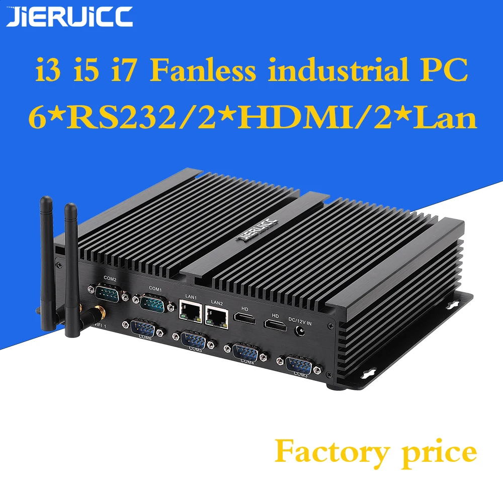 Промышленный Мини ПК Windows 7 Core i3 i5 i7 2* Intel Gigabit NIC 6* RS232 тонкий компьютер 2* HDMI HTPC медицинское оборудование управление ПК