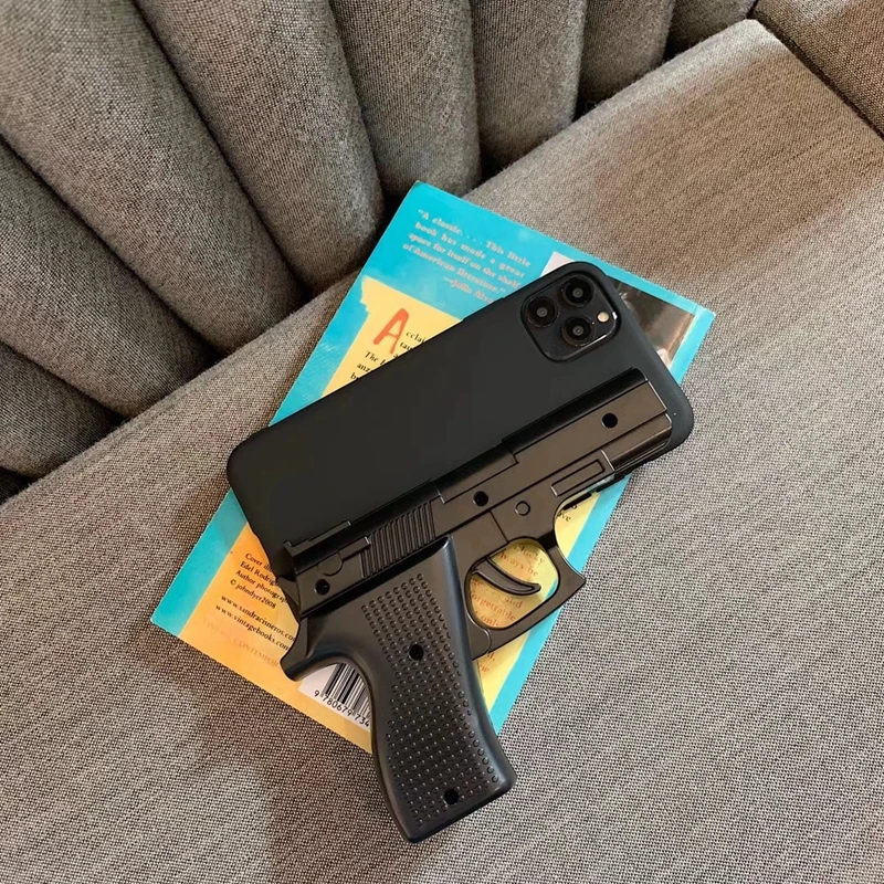 Роскошные 3D чехлы для телефонов с забавным пистолетом для iphone 11 Pro Max X 7 8 Plus Xr Xs max, Мягкая силиконовая задняя крышка для телефона с игрушечным пистолетом