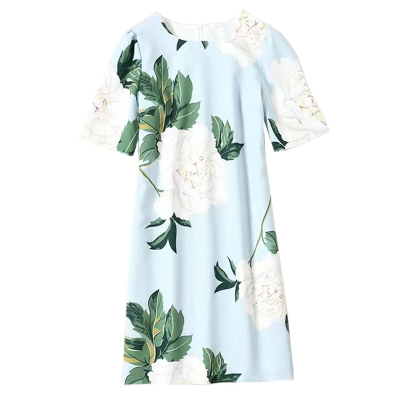 Floral Mint Green Dress O Neck Short Sleeved Loose Casual Dress Dresses Aliexpress