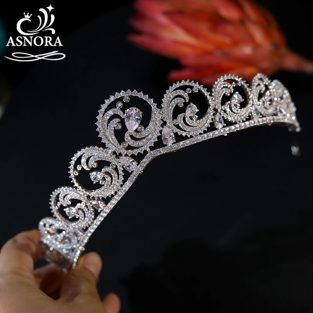 

ASNORA European Queen Crown CZ Crystal Tiaras Zircon Bridal Headdress Prom Party Crystal Hair Band Wedding Accessories