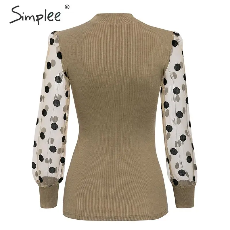 Elegant Puff Polka Dot Blouse Cheap OC0167