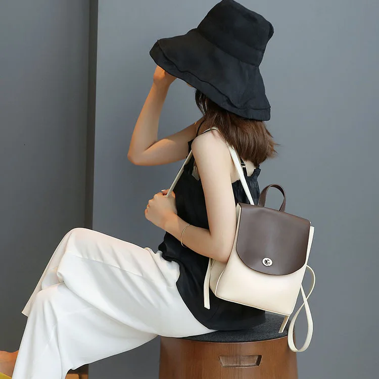 

Shoulders Woman 2019 Soft Leather Backpack Style Genuine Leather Woman