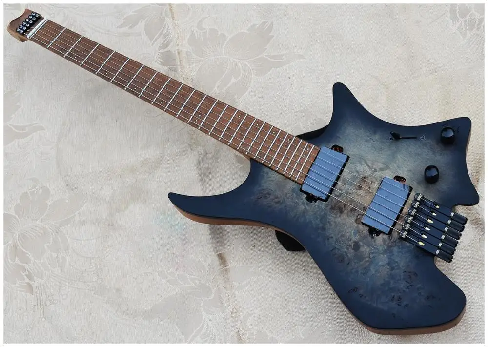 2020 NK Headless Electric Guitar New brigde Black color Quilted Maple