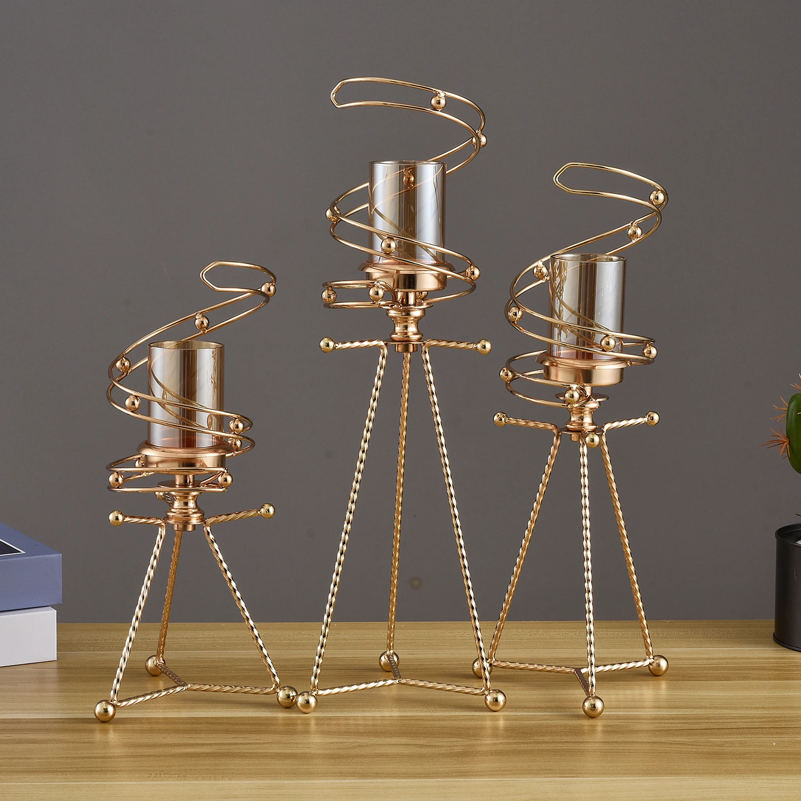 Antique Metal Candlestick Candle Holders Gold Wedding Party Decoration