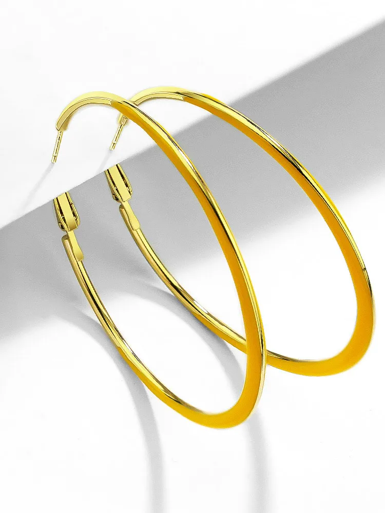 Gold Модные серьги-кольца, покрытые эмалью для женщин Корейский круг цвет золотой круглый Керамика серьги кольца ювелирные изделия аксессуары Brincos - Окраска металла: Gold