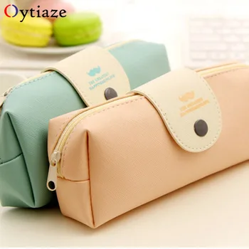 

Leather pen case Multifunction Snap button pencil bag Large Capacity box back to school pouch For Gift Cosmetic storage bag bag