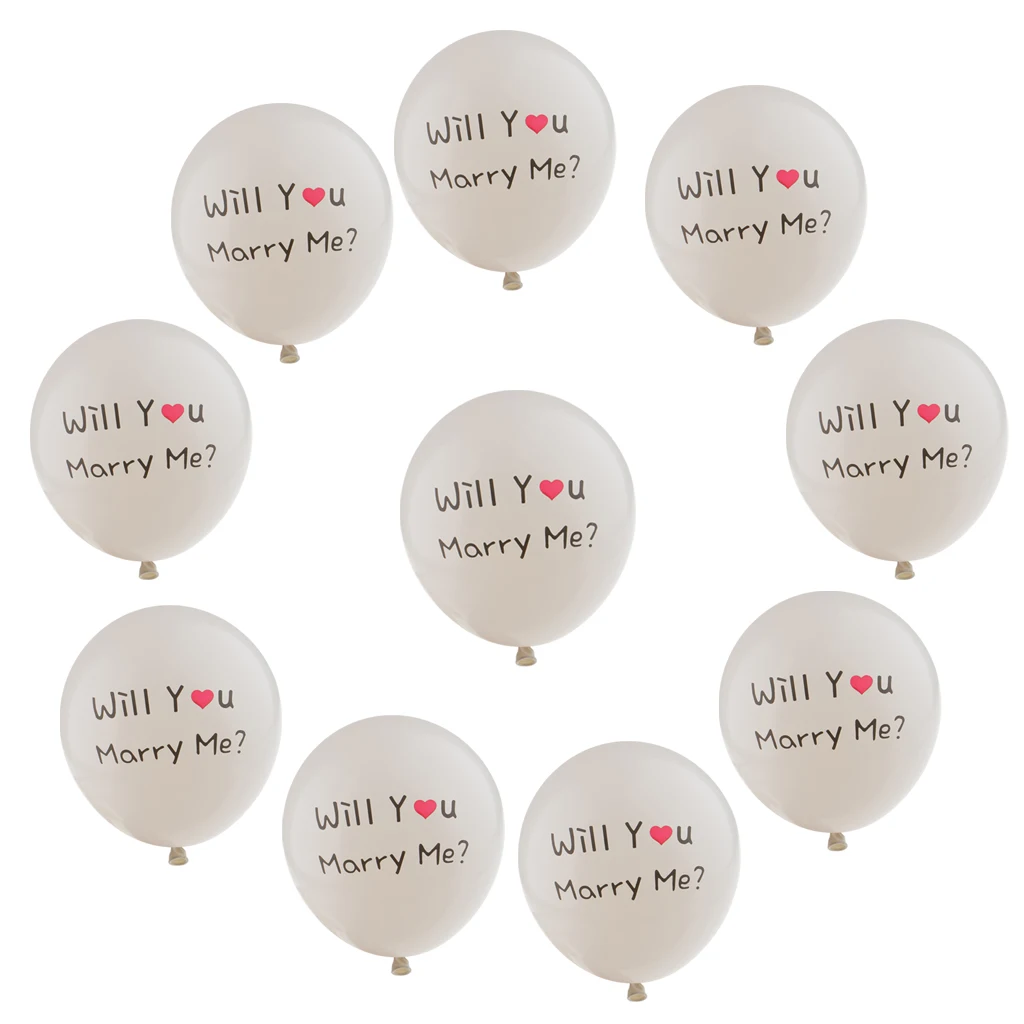 Set of 10pcs White Wedding Balloons, ''Will You Marry Me'' Balloons for Wedding Proposal Decors