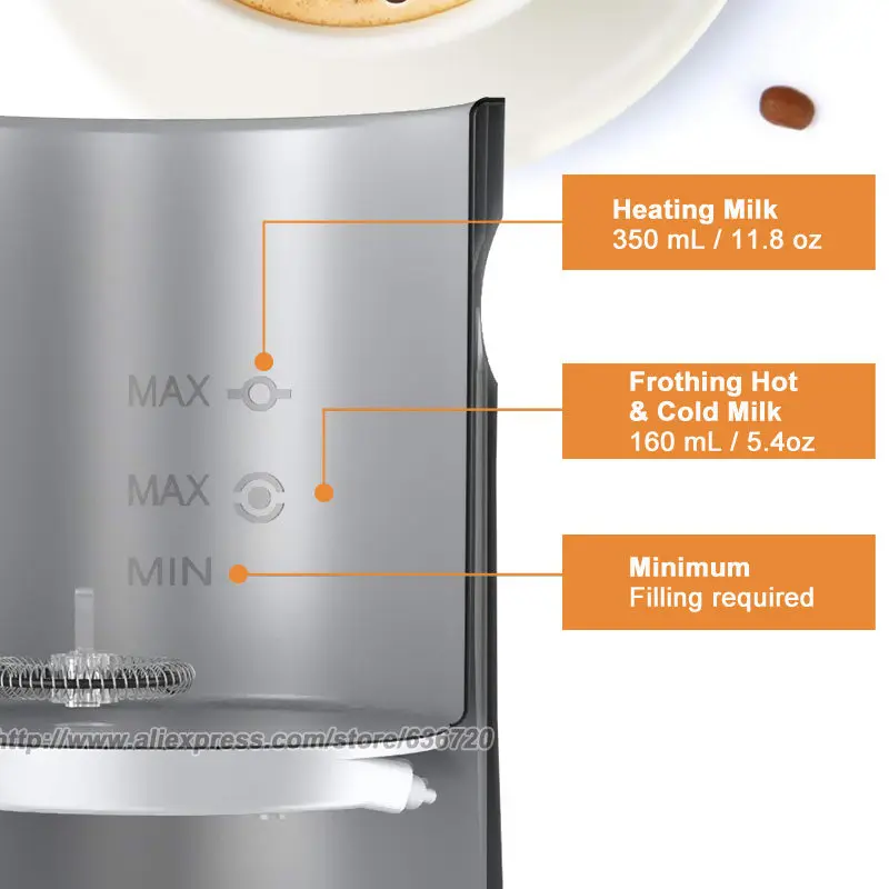 Mousseur à lait électrique 4 en 1 350 ml chauffe-lait automatique