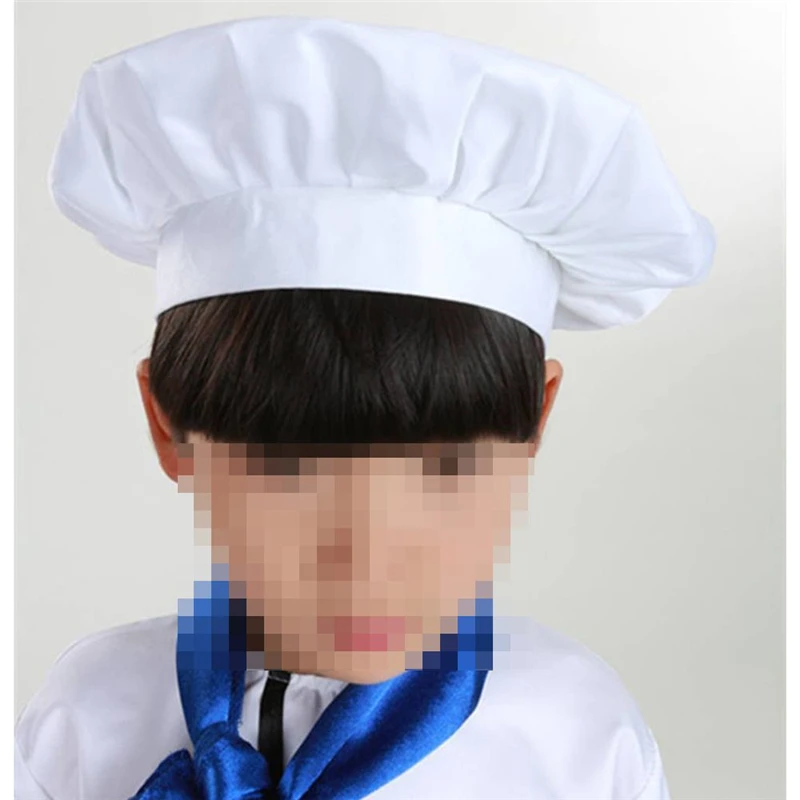 Baby Kids White Chef Hat Flexible For Party Kitchen Baking Cook Performance Cap 