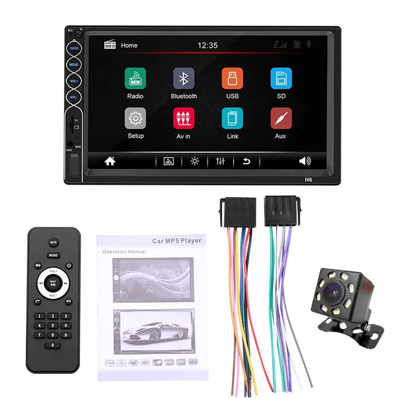2 Din Автомагнитола Mirror Link MP5 Видеоплеер Bluetooth A2DP Handsfree USB SD Aux FM 7-дюймовый сенсорный экран ISO Штатная магнитола PHYEE N6 - Цвет: camera