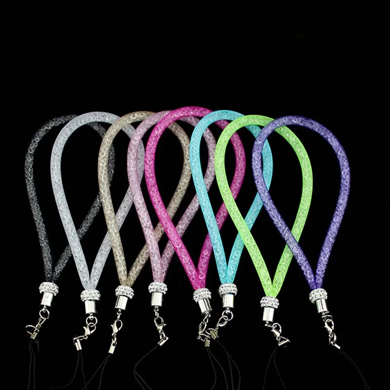 

new rhinestone fishing net lanyard flash drill mobile phone lanyard crystal diamond fishing net hanging chain lanyard