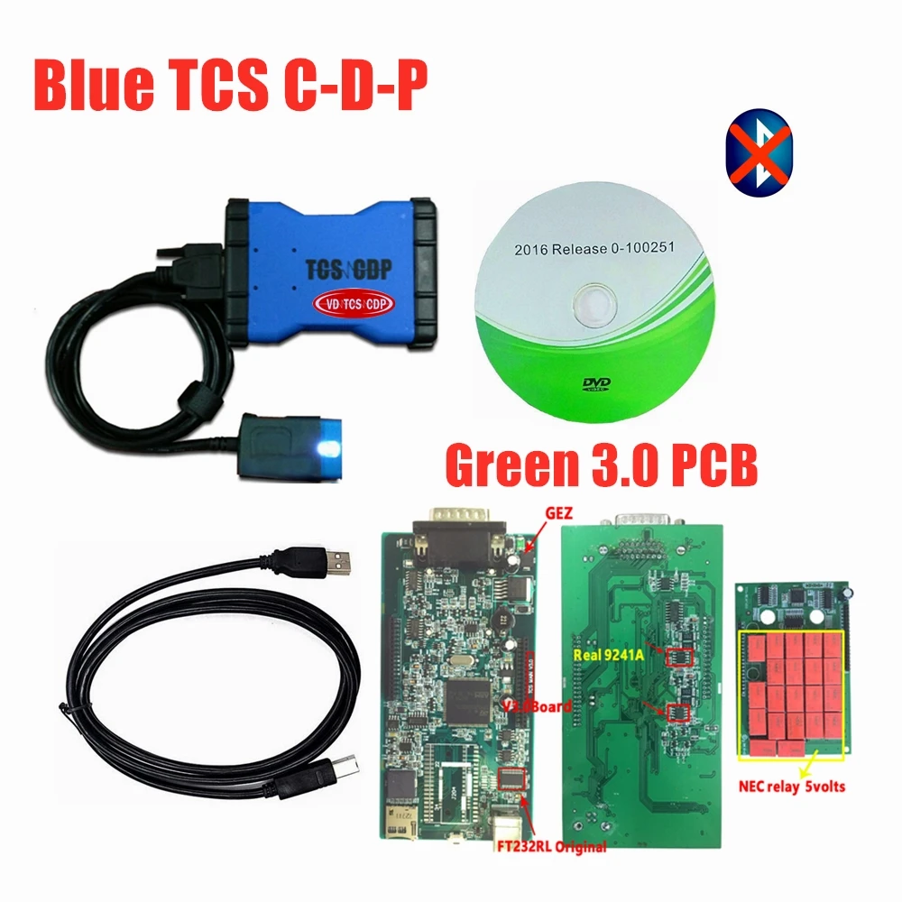 V3.0 зеленый pcb черный VD TCS C-D-P для Autocoms,00 keygen с bluetooth obd obd2 автомобили Грузовики диагностический инструмент+ 8 шт. автомобильные кабели - Цвет: without bluetooth
