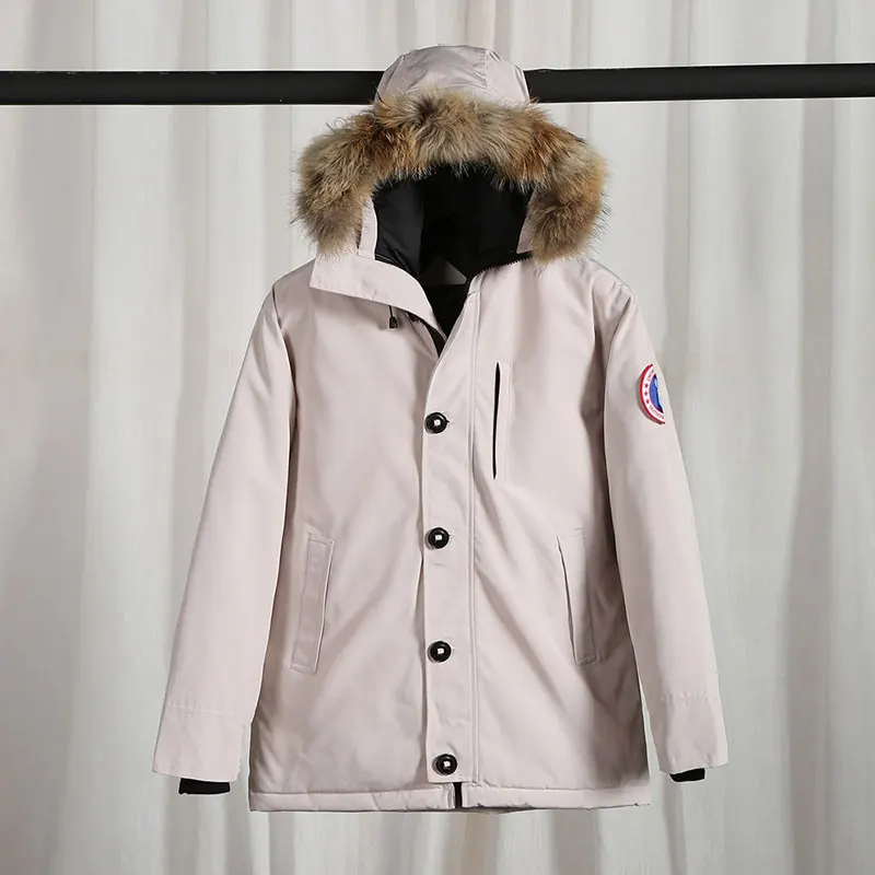 Men's&Women's down jackets Long canada duck down coats waterproof real fur thick winter-40℃ Male&Female clothing shelter casaco