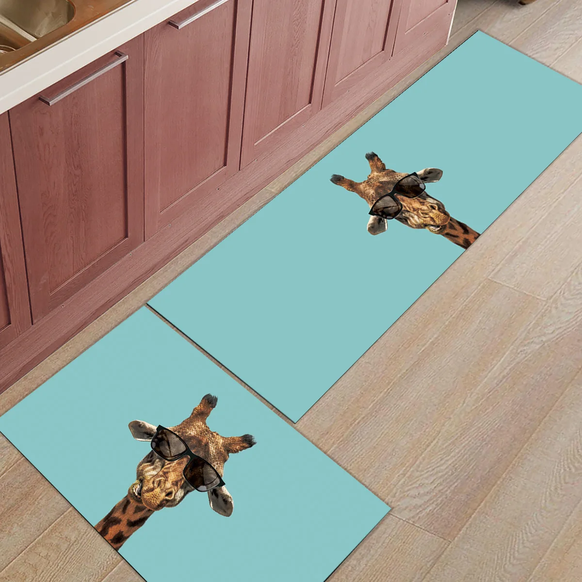 2 шт. Коврики для кухни Жирафы носить солнцезащитные очки забавные ковры для входа в дорогу ванная комната гостиная двери коврики домашний декор