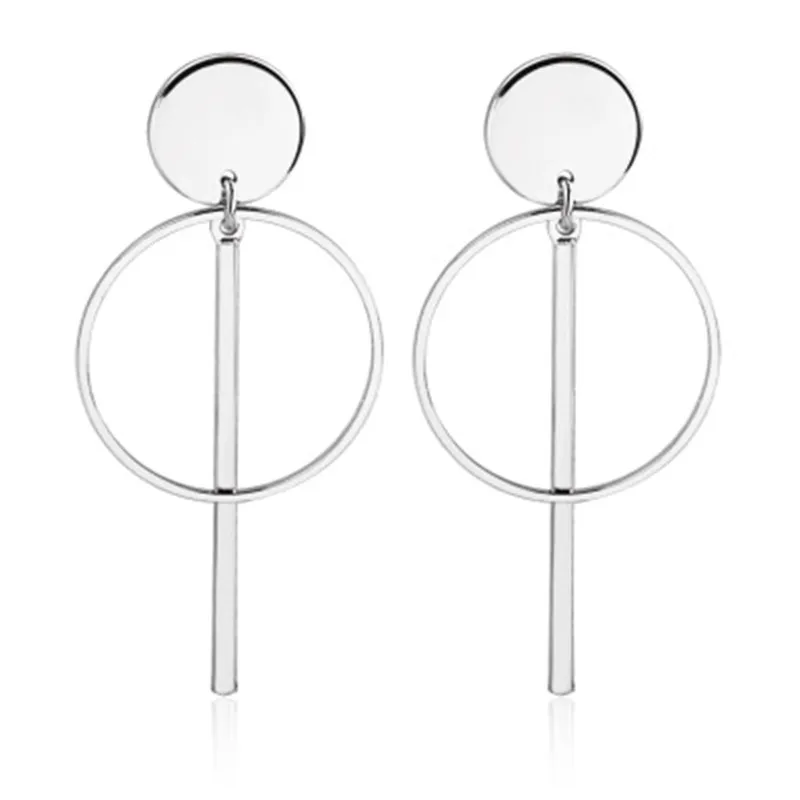 silver Модные серьги kolczyki, коллекция года, большие геометрические серьги для женщин, серьги висячие серьги-капли, современные ювелирные изделия - Окраска металла: silver