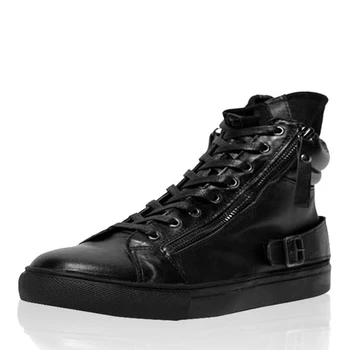 

chelsea boots men High Quality Genuine Leather autumn winter British retro men shoes all-match cowhide Riding boots male