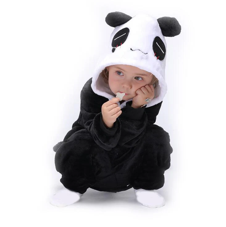 panda Kigurumi/детская одежда для сна с изображением животных для мальчиков и девочек; пижамы с единорогом; фланелевые детские пижамы с единорогом; Комплект детских пижам с рисунком аниме; зимние комбинезоны - Цвет: panda