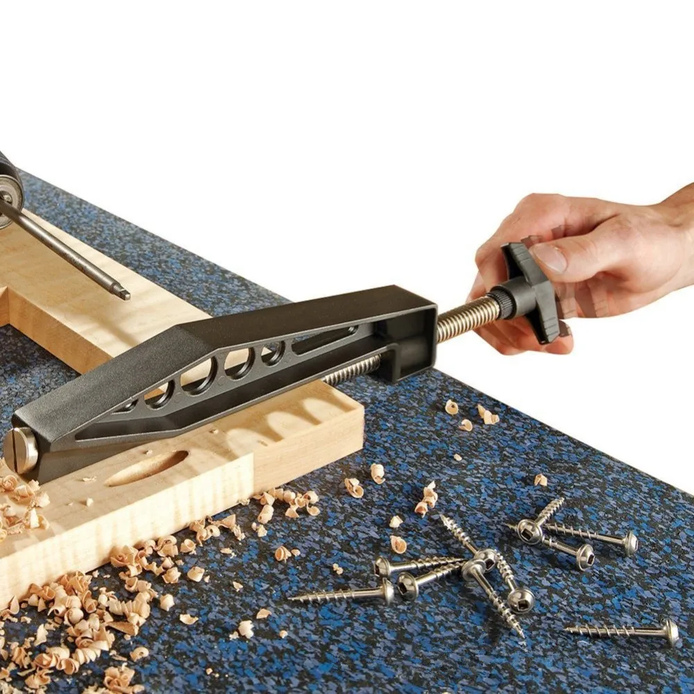 

Hot New Woodworking Pockets Upgrade Hole Clamp Pockets Jig Joint Fixed Clamp Slant Hole Pull Clip Drilling Draw Tool