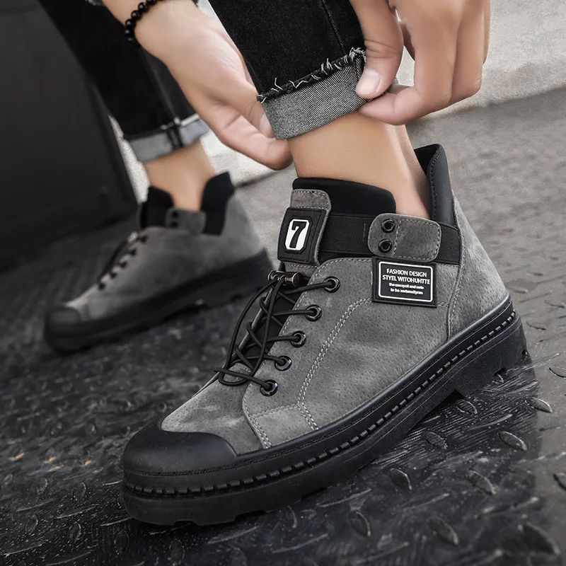 Online Zapatos de lona de invierno para hombre, botas tácticas militares de alta calidad para hombre, botines de trabajo para hombre de cuero de gamuza de moda al aire libre