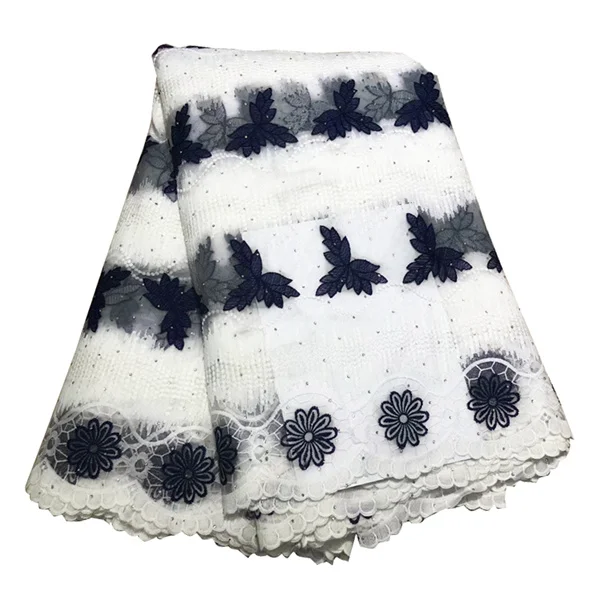 navy blue Высококачественная африканская кружевная ткань нигерийская кружевная швейцарская вуаль кружевная ткань в швейцарском стиле с бисером и кисточками для свадебного платья - Цвет: navy blue