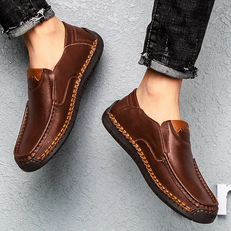 Zapatos informales de estilo masculino para hombre, mocasines transpirables  con cordones, cómodos, hechos a mano, talla grande 48|Zapatos informales de  hombre| - AliExpress