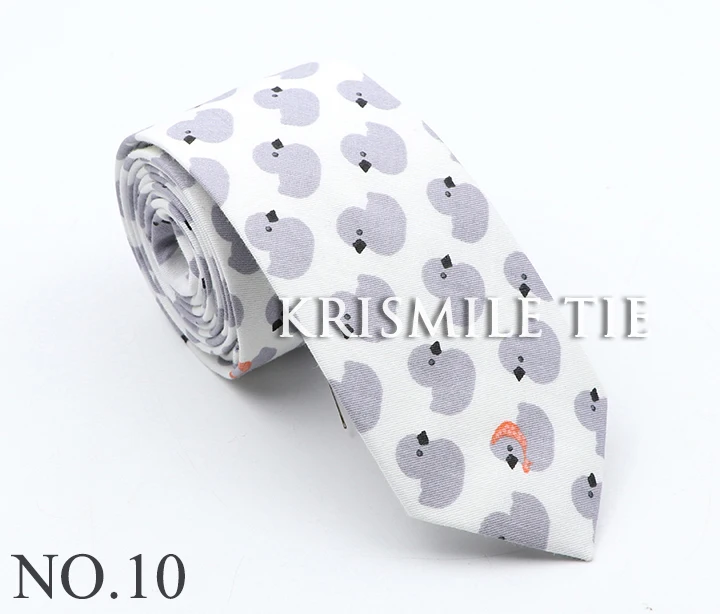 Neue männer Cartoon Print Krawatte Für Männer Frauen Dünne Bunte Baumwolle Krawatte Ente Bär Banane Früchte 6CM Schmale lustige Cravate Geschenk – Detail 13