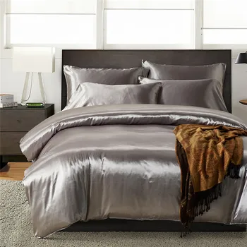 

White Black Bedding Sets King Double Size Satin Silk Summer Used Single Bed Linen Luxury Bedding Kit Duvet Cover Set