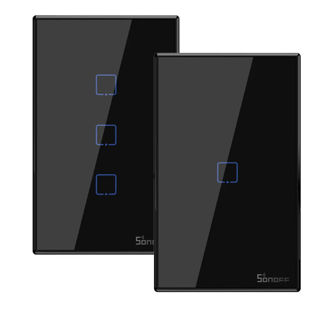 Интеллектуальный выключатель света SONOFF T3US1C-TX 1/2/3 RF Дистанционное управление Wi-Fi панель переключения Совместимость с Alexa Google Home US Стандартный